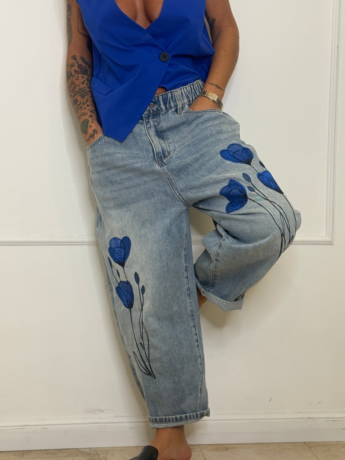 Jeans Blue Flowers Wendy Trendy