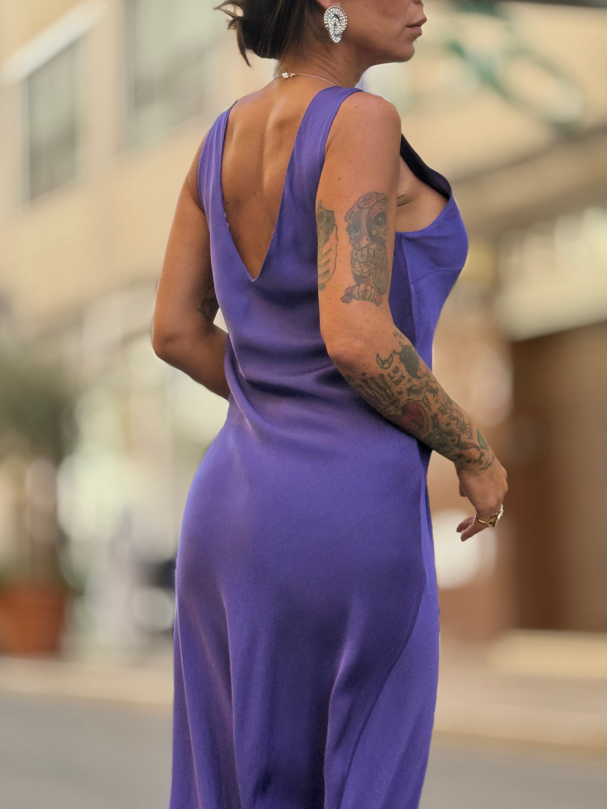 Abito Greta viola Bretelle