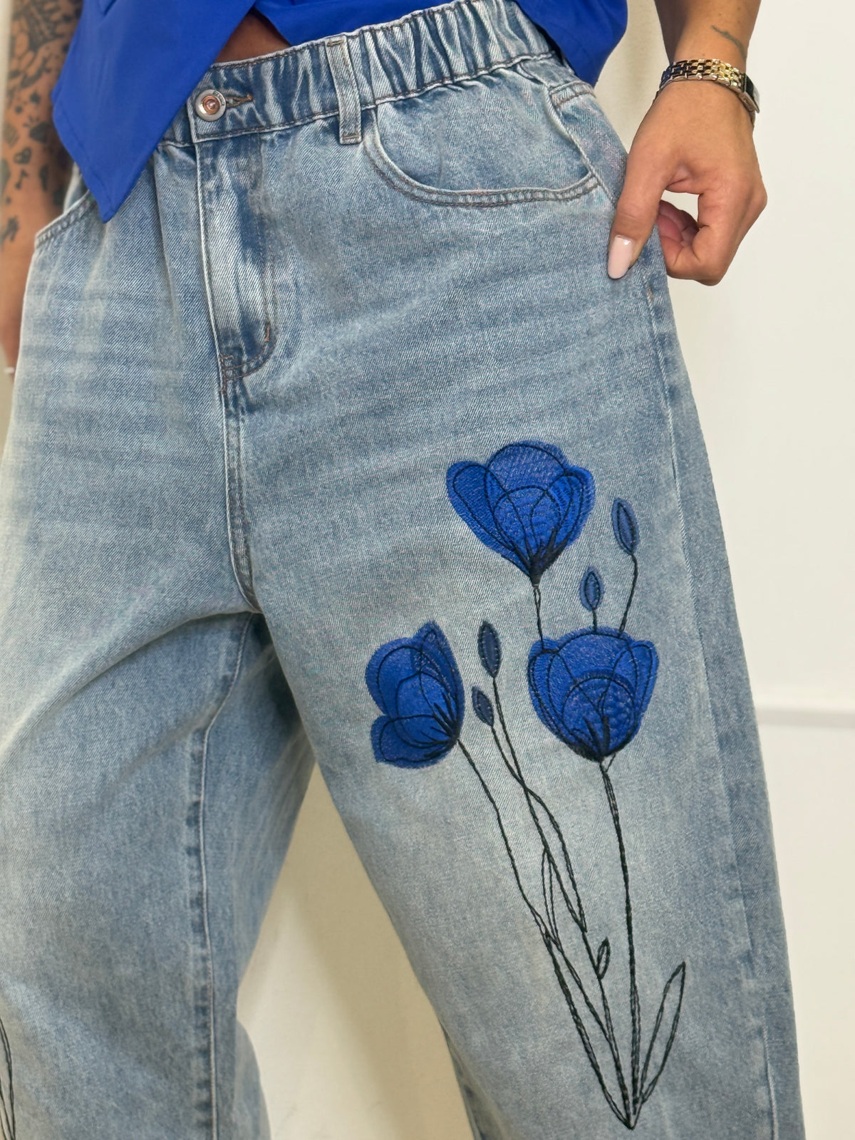 Jeans Blue Flowers Wendy Trendy