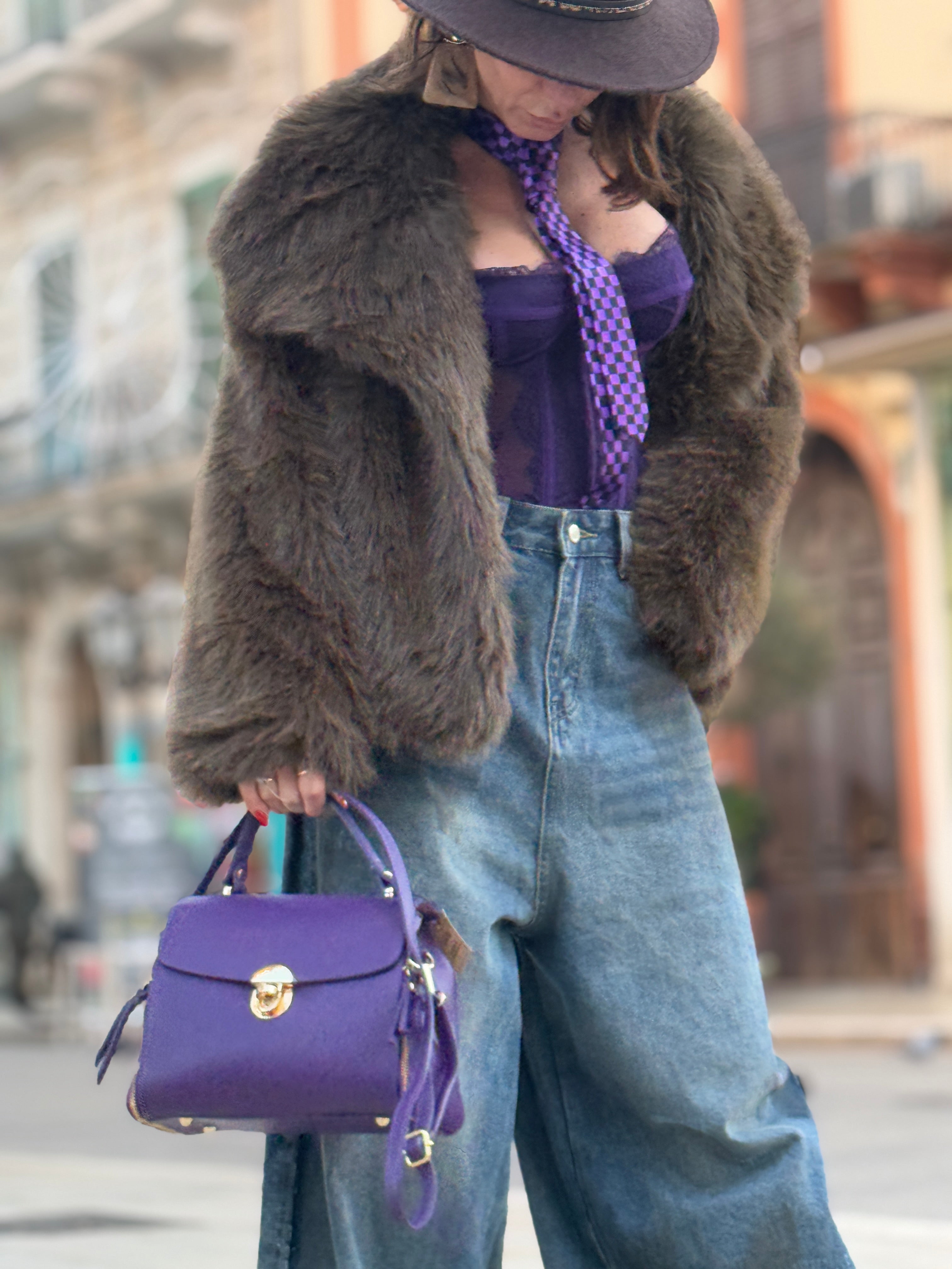 Borsa Vera pelle Viola