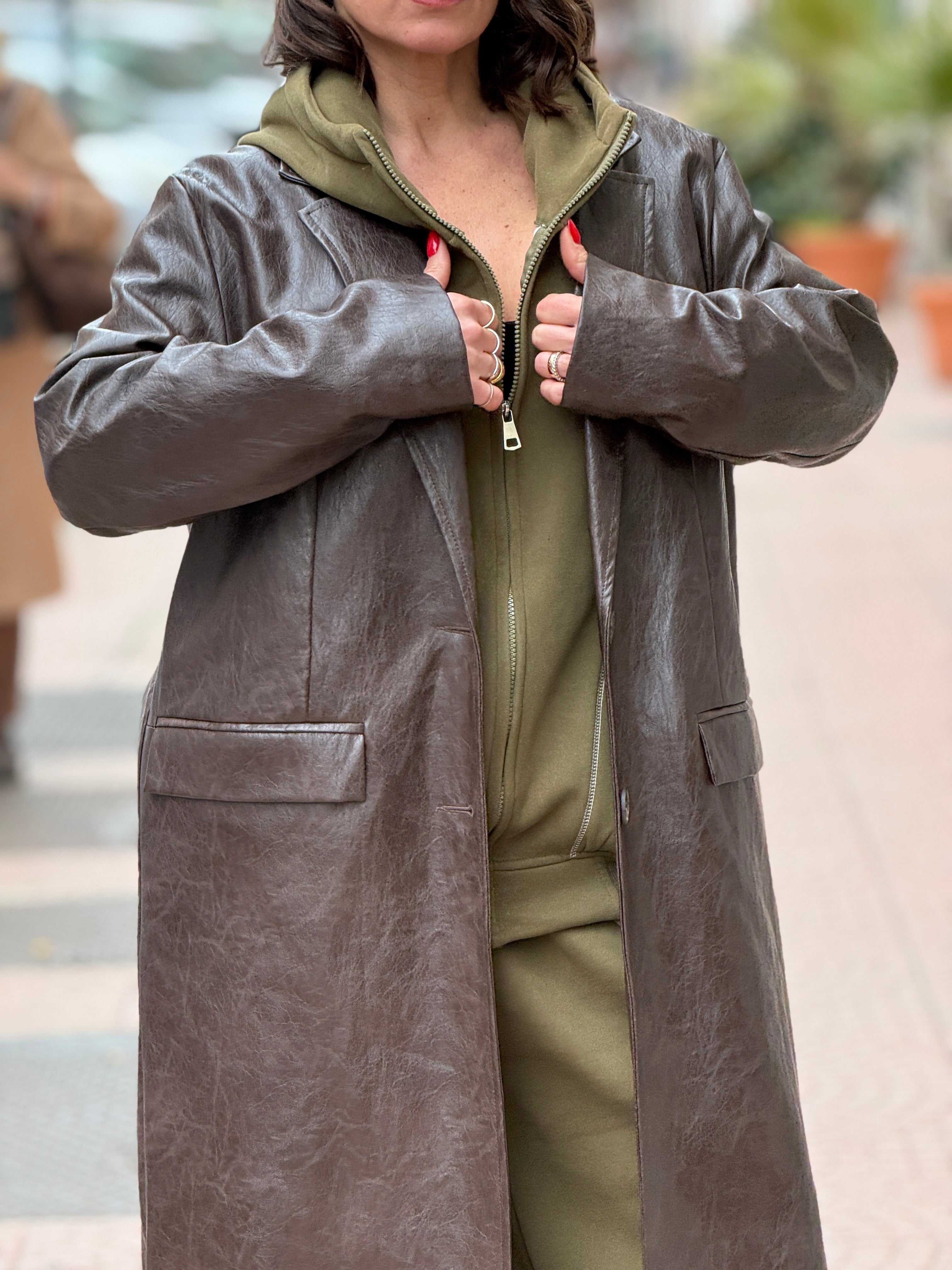 Giacca Over size Pelle lumina