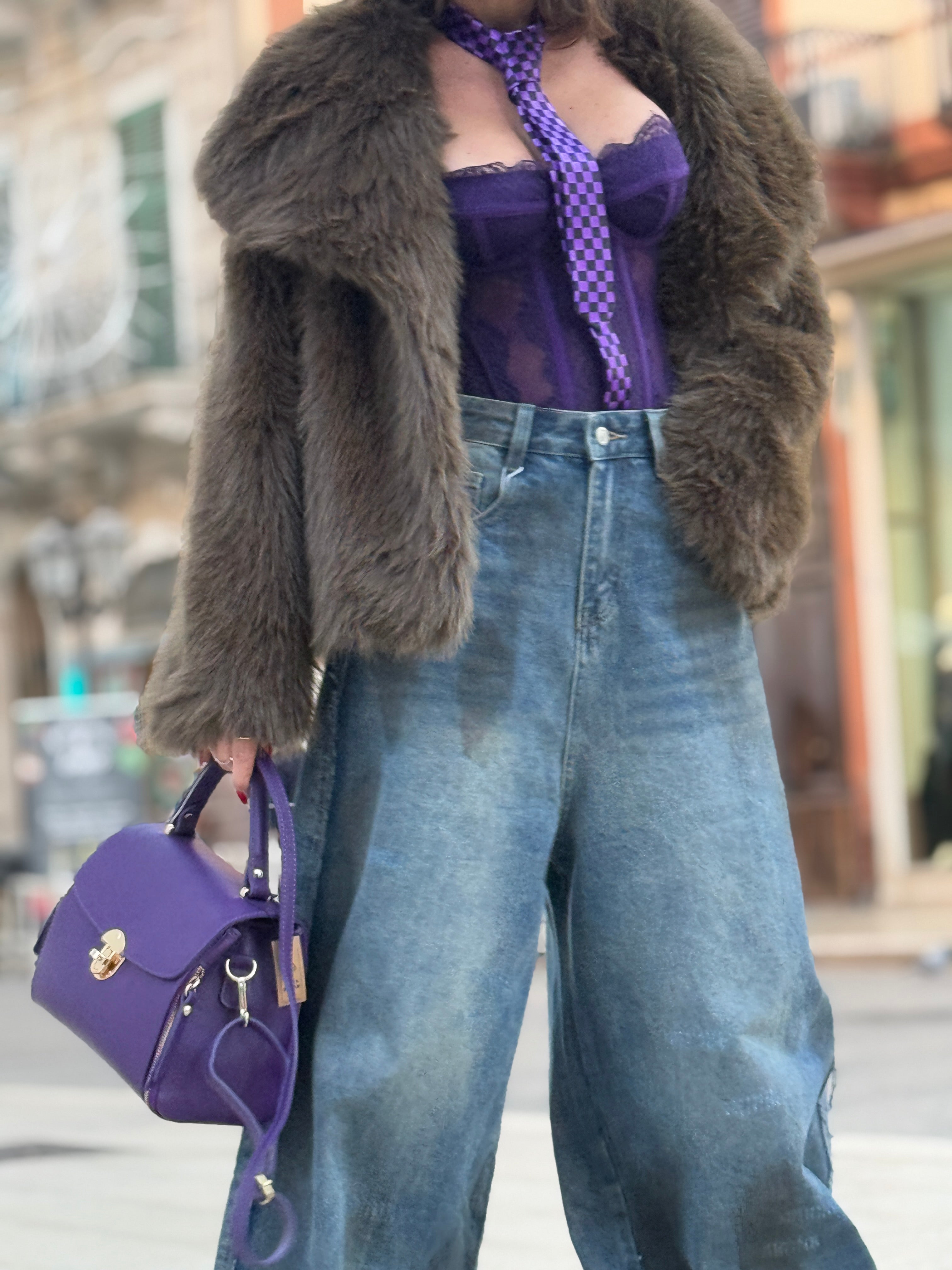 Borsa Vera pelle Viola