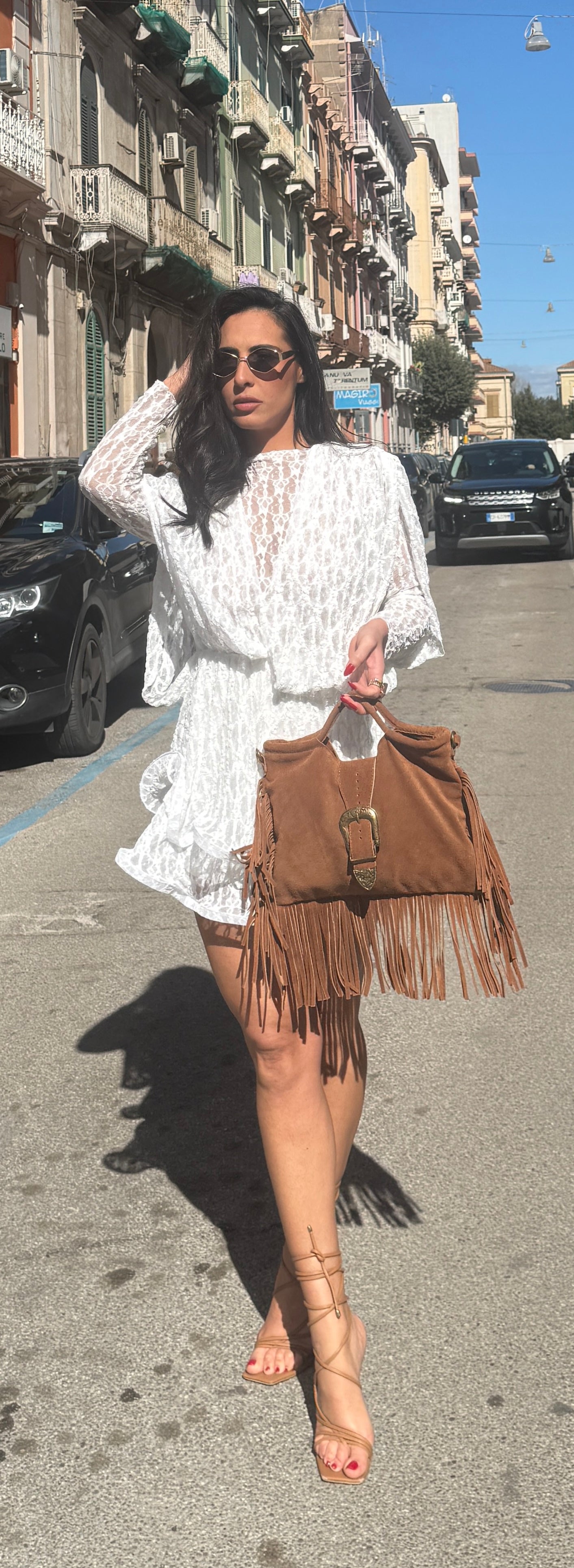 Borsa Frange Vera pelle & Camoscio