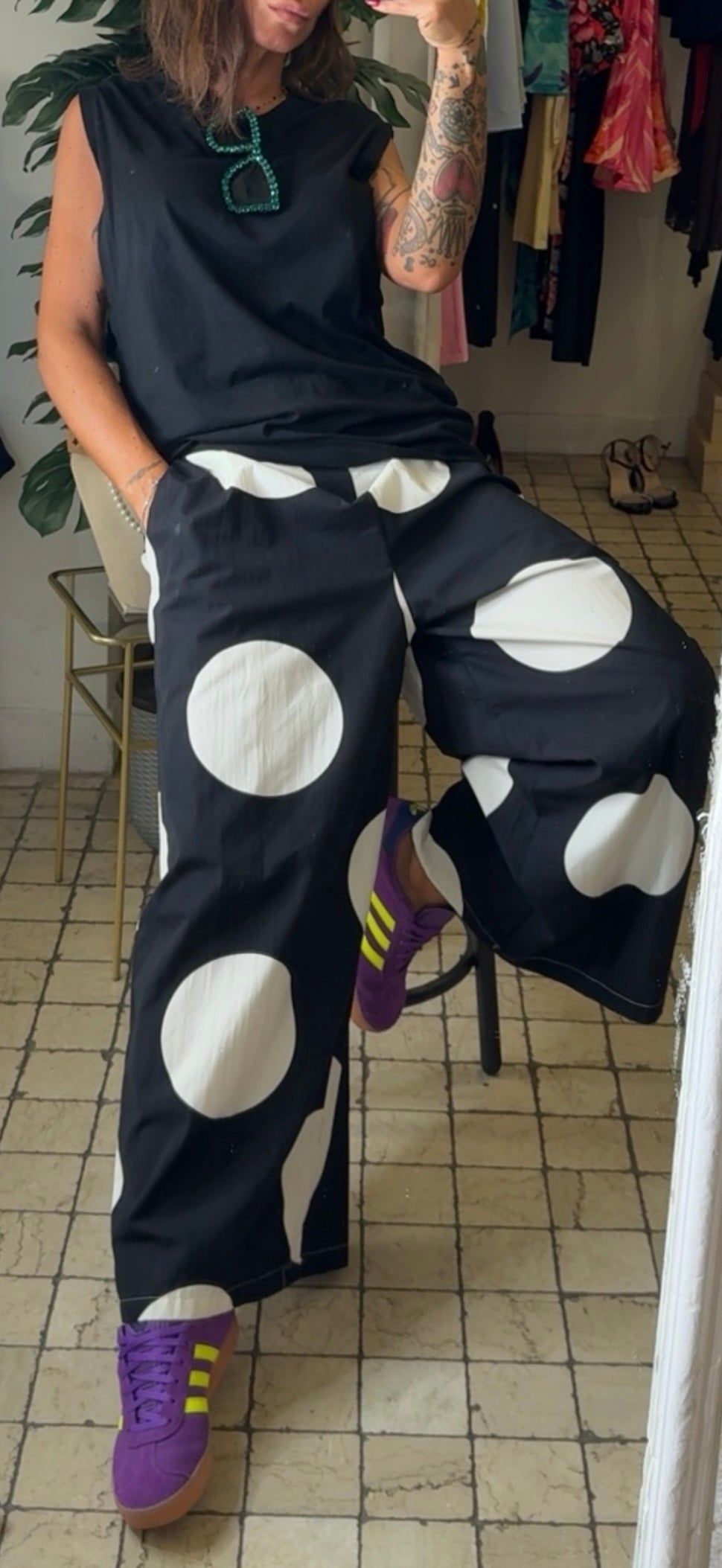 Pantalone in cotone Pois