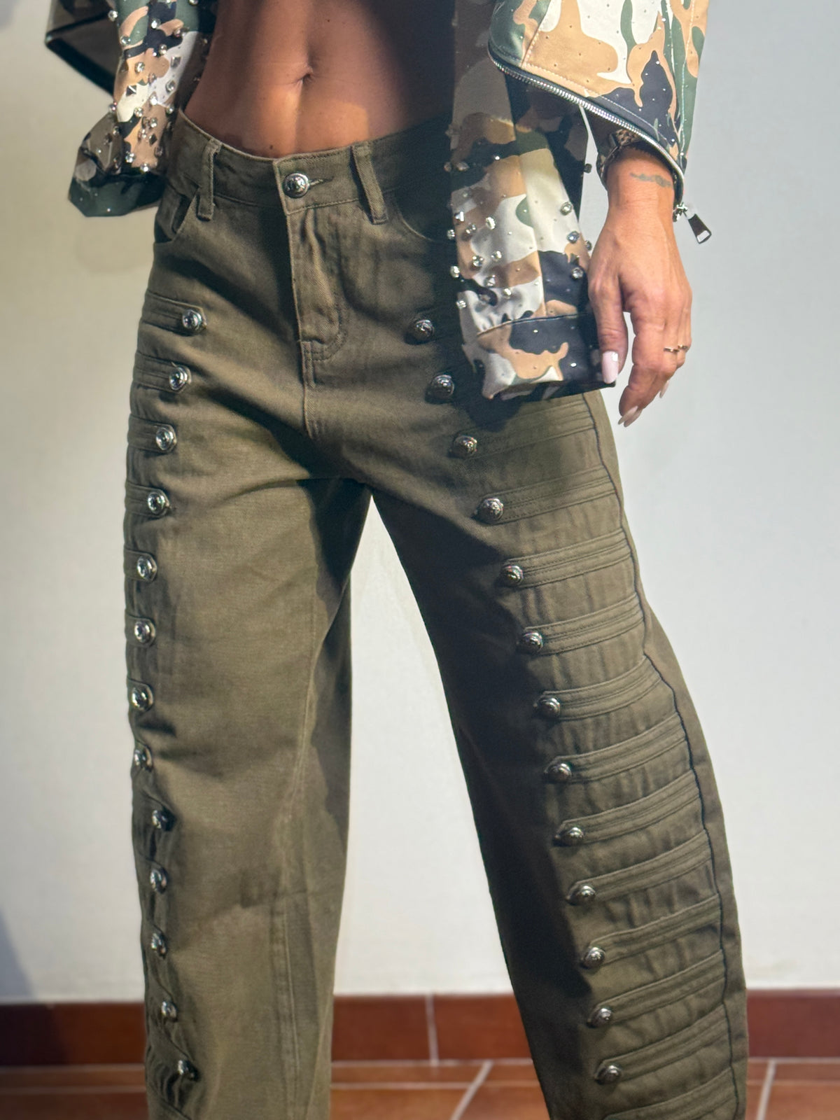 Jeans Military button
