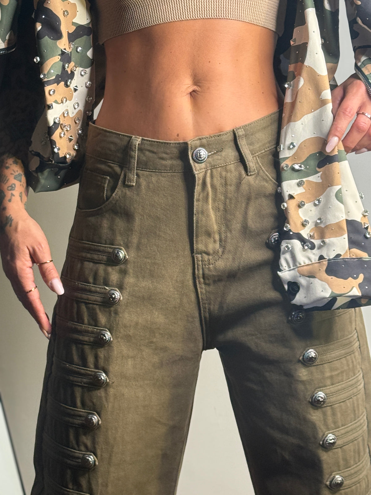 Jeans Military button