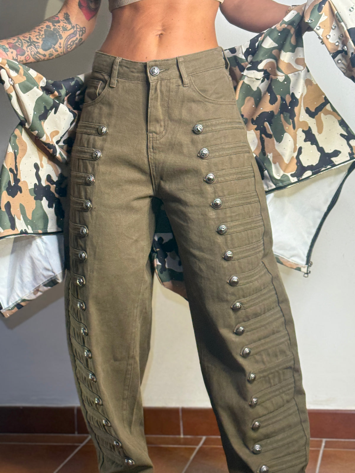 Jeans Military button